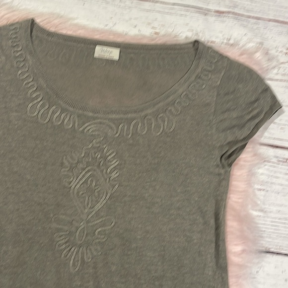 WRAP London Linen Embroidered Ruffle Trim Gray Tunic - Picture 4 of 9